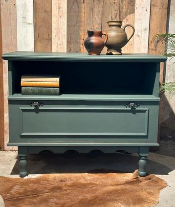 Brocante kastje - tv meubel - groen beschikbaar voor biedingen