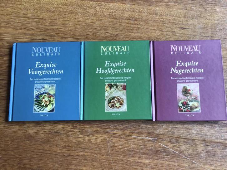 Exquise Voor/Hoofd/Nagerechten 3 boekjes van Nouveau Nieuw, Boeken, Kookboeken, Nieuw, Voorgerechten en Soepen, Hoofdgerechten