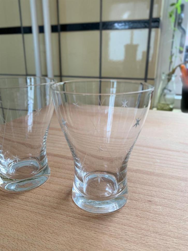 2 vintage Libbey Atomic Starburst glazen – jaren '50/'60, Antiek en Kunst, Antiek | Glas en Kristal, Ophalen of Verzenden