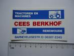 sticker oud RENSWOUDE Cees BERKHOF tractor machine agri trak, Verzamelen, Stickers, Overige typen, Zo goed als nieuw, Verzenden