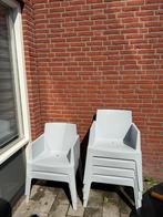 6 box stoeltjes zilvergrijs, Tuin en Terras, Tuinstoelen, Ophalen, Zo goed als nieuw, Kunststof