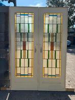 Set schuif / en-suite deuren met glas in lood 214x145cm.