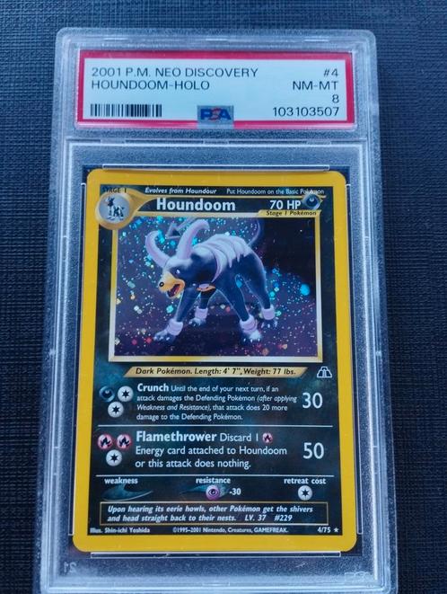 Houndoom Holo Pokemon kaart Neo Discovery PSA8 NM, Hobby en Vrije tijd, Verzamelkaartspellen | Pokémon, Zo goed als nieuw, Losse kaart