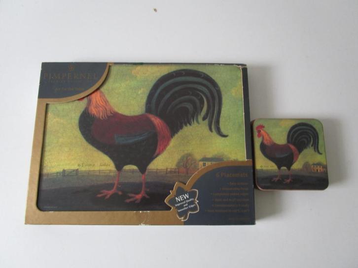 6 Pimpernel placemats met 6 onderzetters, type naieve farm, Huis en Inrichting, Woonaccessoires | Onderzetters, Gebruikt, Bord