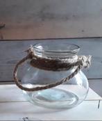 Stoere glazen pot met touw / hangtouw (nieuw), Ophalen of Verzenden, Nieuw