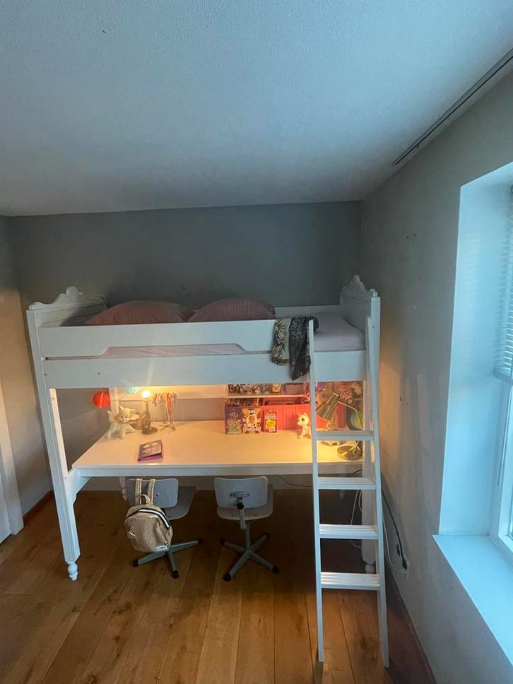 Bopita Hoogslaper met Bureau (wit), Kinderen en Baby's, Kinderkamer | Stapelbedden en Hoogslapers, Zo goed als nieuw, Hoogslaper