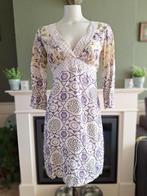 Maliparmi linnen creme paarse jurk IT 40 S 36 Gratis Verzend, Kleding | Dames, Jurken, Verzenden, Paars, Zo goed als nieuw, Knielengte