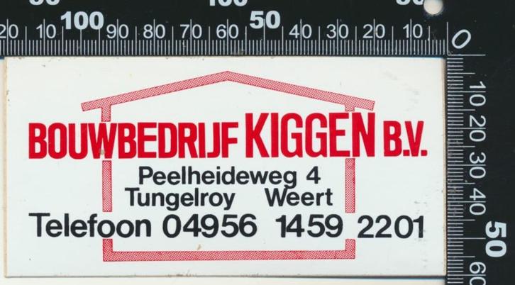 Sticker: Bouwbedrijf Kiggen - Weert, Verzamelen, Stickers, Zo goed als nieuw, Bedrijf of Vereniging, Ophalen of Verzenden