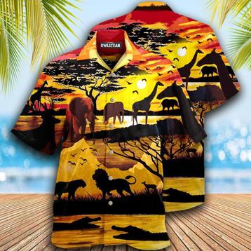 Jungle overhemd (heren mannen shirt hawaii dieren afrika) beschikbaar voor biedingen
