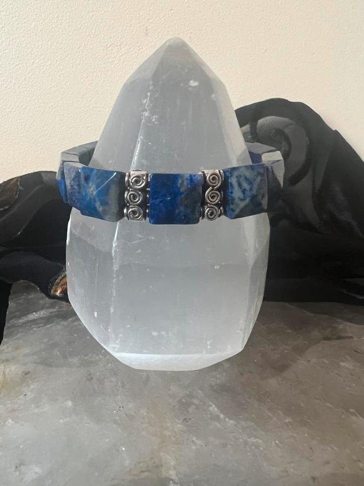 Lapis lazuli sterling zilver beschermt geluk intuïtie uniek, Sieraden, Tassen en Uiterlijk, Armbanden, Nieuw, Zilver, Blauw, Met bedels of kralen