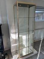 Glazen vitrinekast met messing omranding - 178x61x39cm, Huis en Inrichting, Kasten | Vitrinekasten, Ophalen, Met plank(en), Gebruikt