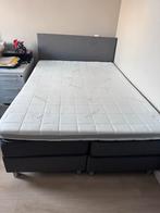 Boxspring 140x200 met topper, Huis en Inrichting, Slaapkamer | Boxsprings, Gebruikt, Tweepersoons, 200 cm, Grijs