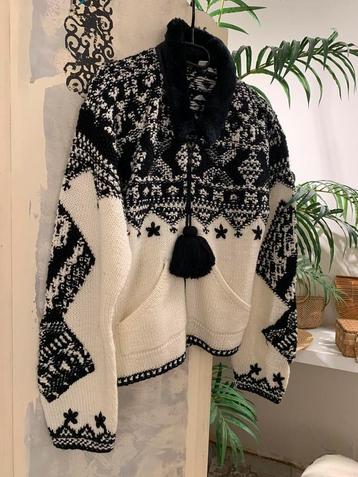 Vintage wollen vest M bohemian wool cardigan beschikbaar voor biedingen
