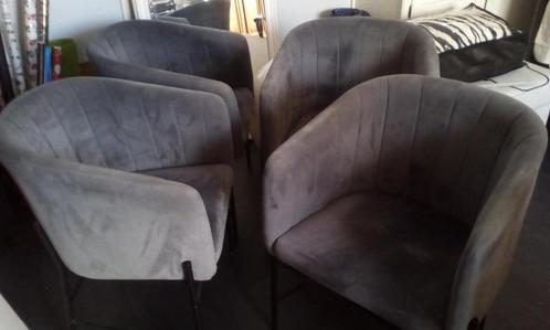 4 mooie eethoek / fauteuil stoelen., Huis en Inrichting, Stoelen, Zo goed als nieuw, Vier, Metaal, Stof, Grijs, Ophalen