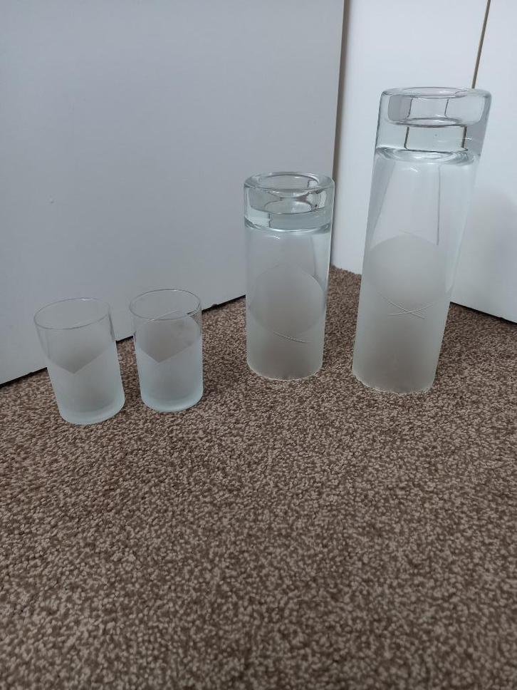 4 prachtige waxinelichthouders van geslepen glas, Huis en Inrichting, Woonaccessoires | Kandelaars en Kaarsen, Zo goed als nieuw