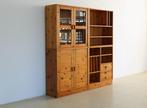 vintage pine wandmeubel | wandkast | modules | Deens, Gebruikt, Ophalen of Verzenden, Met deur(en), Glas