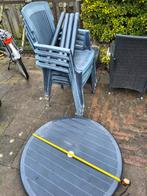 Tuinset - Tafel en stoelen, Tuin en Terras, Ophalen, Gebruikt, Kunststof, Stapelbaar