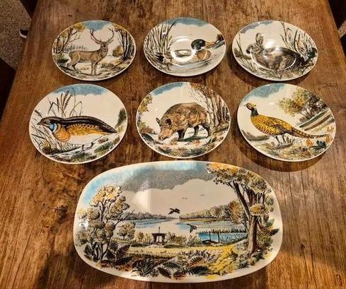 Gien Jachtservies - 7 Delig - Perfecte Staat, Antiek en Kunst, Antiek | Servies los, Ophalen of Verzenden