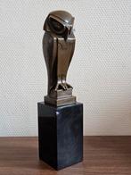 Bronzen beeld uil Art Deco naar Coenraad brons marmer sokkel, Ophalen of Verzenden