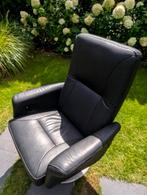Montel zwart leren draaifauteuil, Huis en Inrichting, Fauteuils, Ophalen, Gebruikt, Minder dan 75 cm, Leer