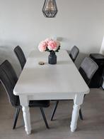 Witte houten tafel met lade - 149cm lang, Ophalen, Gebruikt, 100 tot 150 cm, 50 tot 100 cm