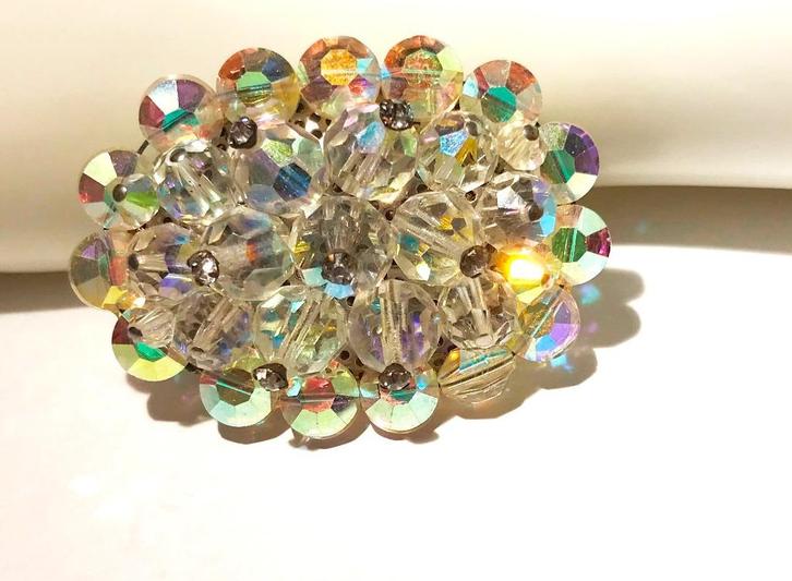 Prachtige grote Aurora Borealis regenboog kristallen broche, Sieraden, Tassen en Uiterlijk, Broches, Zo goed als nieuw, Verzenden