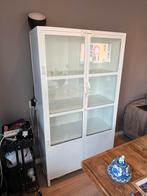 Witte stalen kast met glazen deuren, Ophalen, Gebruikt, 50 tot 100 cm, Metaal
