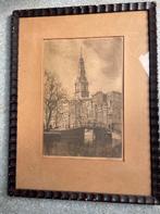 Oude ets Gezicht op de Zuiderkerk stadsgezicht, Antiek en Kunst, Ophalen of Verzenden