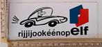 Vintage sticker ELF logo oliemaatschappij rijd jij ook ELF, Verzamelen, Ophalen of Verzenden, Zo goed als nieuw, Overige typen