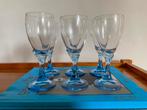 6x wijnglas / champagneglas lichtblauwe steel Bormioli, Huis en Inrichting, Keuken | Servies, Glas, Overige stijlen, Glas of Glazen