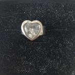 Mooie zilveren ring met zirkonia hart., Ophalen of Verzenden, Zo goed als nieuw, 17 tot 18, Dame