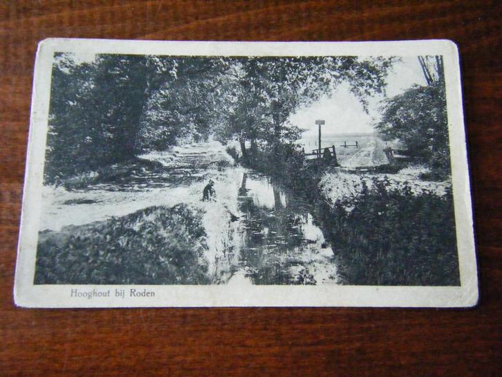 W35 - Roden / Hooghout - Sloot - Bos - 1928 - Mooi/Oud, Verzamelen, Ansichtkaarten | Nederland, Drenthe, 1920 tot 1940, Ophalen of Verzenden