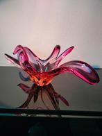 Italie Murano Uniek Glas Schaal Magenta-roze Oranje 1950, Antiek en Kunst, Ophalen of Verzenden