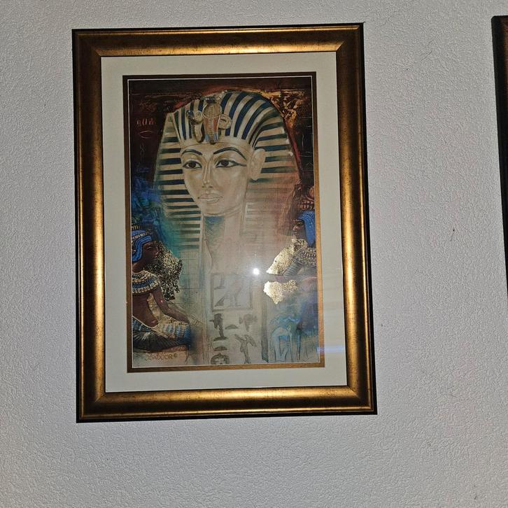 Egyptische Kunst Print in Gouden Lijst, Antiek en Kunst, Kunst | Schilderijen | Klassiek, Ophalen of Verzenden