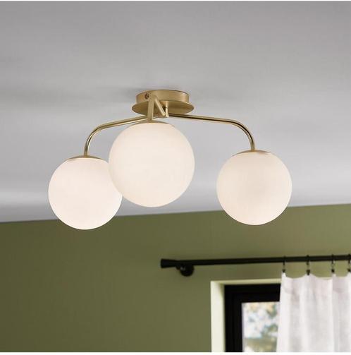 Plafondlamp met 3 Bollen (met Philips Hue lampen), Huis en Inrichting, Lampen | Plafondlampen, Zo goed als nieuw, Glas, Ophalen