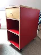 IKEA ladekast/nachtkast/bureaumeubel op zwenkwielen, rood, Ophalen, 50 tot 100 cm, Zo goed als nieuw, Minder dan 100 cm