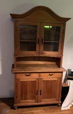 Grenen buffetkast met glas, Ophalen, Gebruikt, 100 tot 150 cm, Met lade(s)