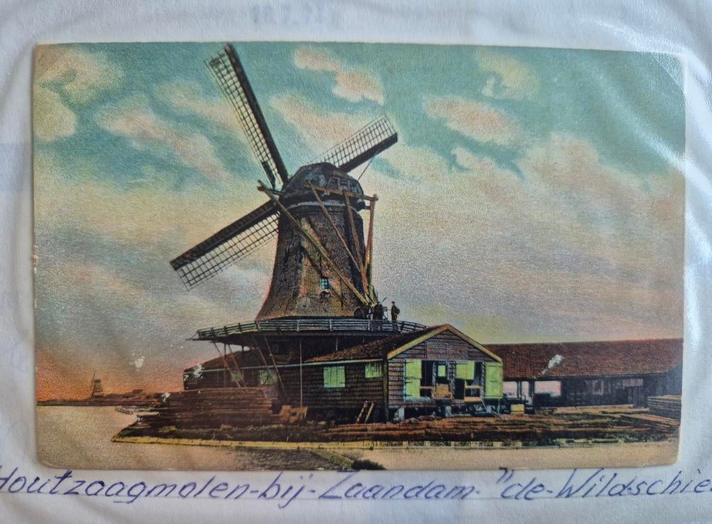 Oude ansichtkaart Houtzaagmolen bij Zaandam, Ophalen of Verzenden