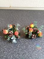 KERST:2 prachtige vintage kaarsenringen met dennen appeltjes, Ophalen of Verzenden, Nieuw