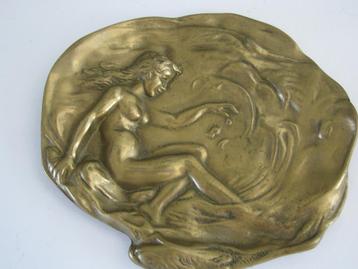 zeldzaam mooi schaaltje brons art nouveau naakt   jean garni