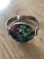 Zilveren vintage armband, ruwe robijn zoisiet, Ophalen, Zo goed als nieuw, Met edelsteen, Zilver