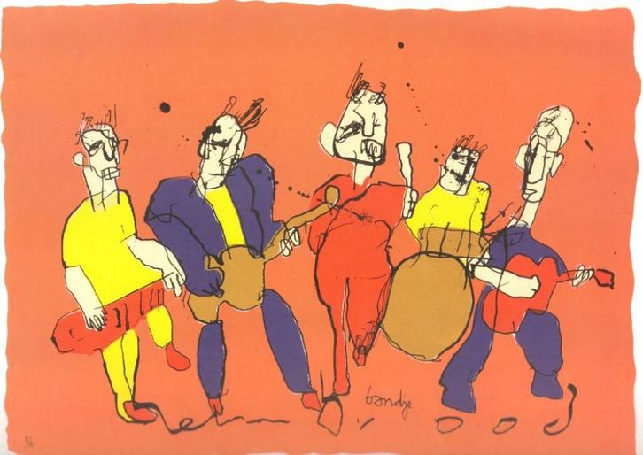 HERMAN BROOD Reproductie BANDJE, Antiek en Kunst, Kunst | Litho's en Zeefdrukken, Ophalen of Verzenden