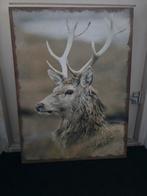 Schilderij / jute doek op lijst met hert, Ophalen, Nieuw, Schilderij, 75 cm of meer