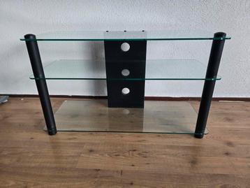 Glazen TV Tafel - 105 lang 41 breed 62 hoog.  beschikbaar voor biedingen