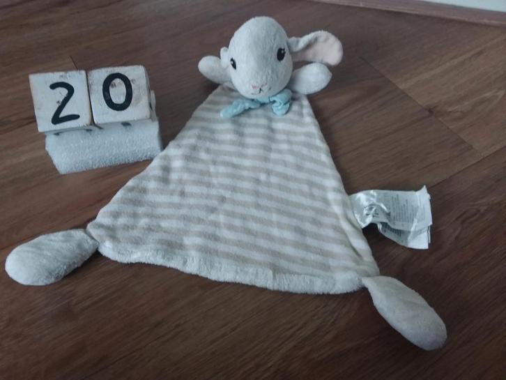 H&m schaap knuffeldoek gestreept ogen open, Kinderen en Baby's, Speelgoed | Knuffels en Pluche, Zo goed als nieuw, Overige typen