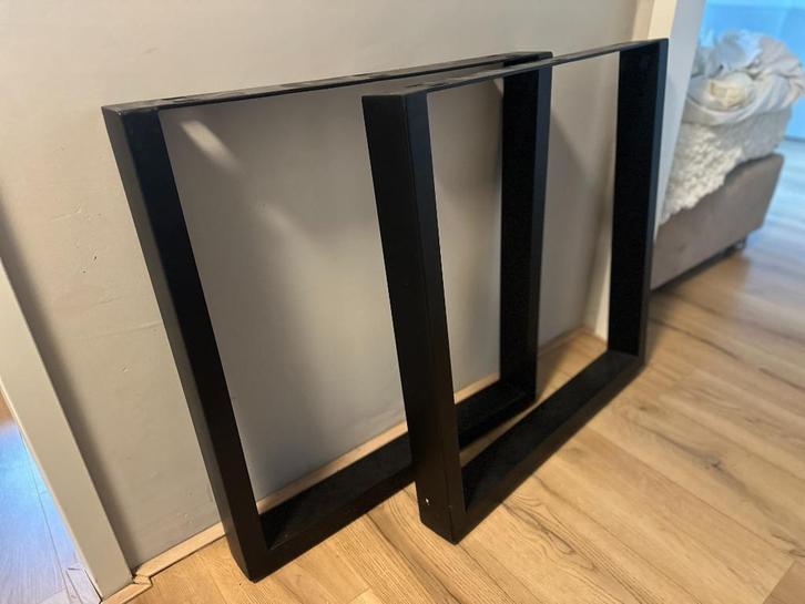 U Tafelpoten Zwart Staal, Huis en Inrichting, Tafelonderdelen, Zo goed als nieuw, Tafelpoot, 50 tot 100 cm, 50 tot 100 cm, Rechthoekig