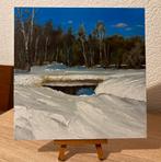 Sneeuwlandschap olieverf op paneel 20x20cms, Antiek en Kunst, Kunst | Schilderijen | Klassiek, Verzenden