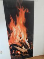 Banner-banier-etalagedoek haardvuur- herfst- tuinhuis, Ophalen of Verzenden, Zo goed als nieuw, Schilderij, 75 cm of meer