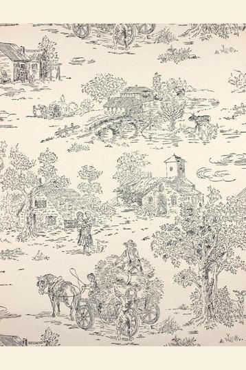 5447 Vintage taferelen behang zwart wit dorpsscènes swiet beschikbaar voor biedingen