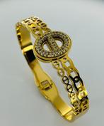 Luxe armband ingelegd zirkonium, Verzenden, Nieuw, Goud, Staal